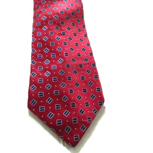Tommy Hilfiger Tie/ Red/ Navy/ 100% Silk - Picture 1 of 4